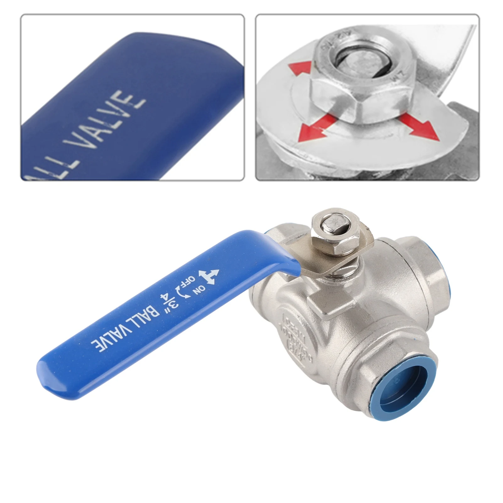 1 قطعة الفولاذ المقاوم للصدأ SUS304 الأنابيب ثلاثة طريقة الكرة صمام T نوع أنثى الموضوع 3/4 "DN20 الكرة صمام #5