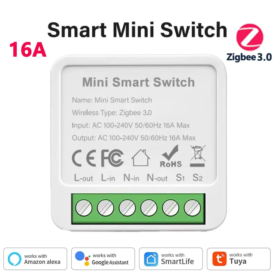 Wifi ZigBee Smart Switch Mini 16A/20A Relais Alexa Google Home Afstandsbediening Spraakbesturing DIY Vertraging 2-weg Slimme Stroomonderbreker