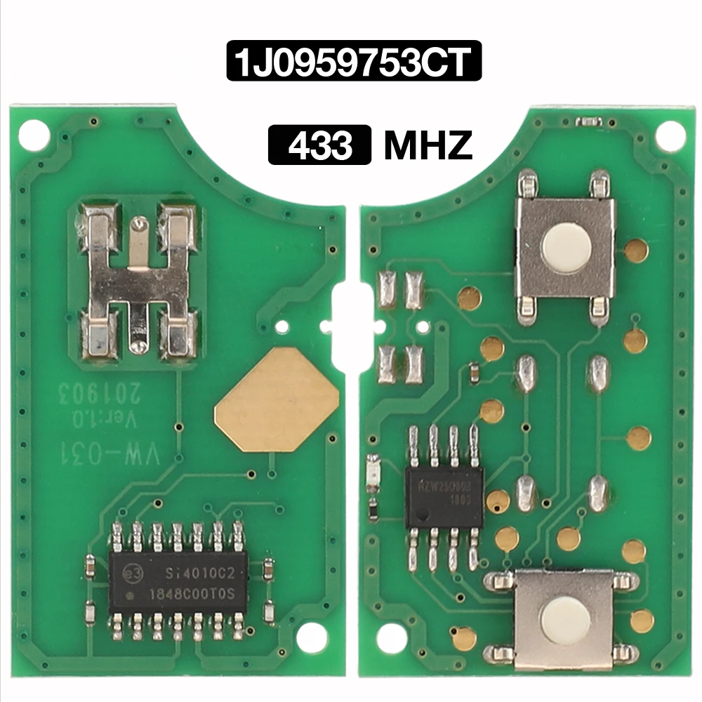 jingyuqin 433MHZ 2BTN 1J0959753CT 1J0959753DJ 1M0959753C Remote Car Key Circuit Board Fob For VW/VOLKSWAGEN Bora Polo Golf MK4