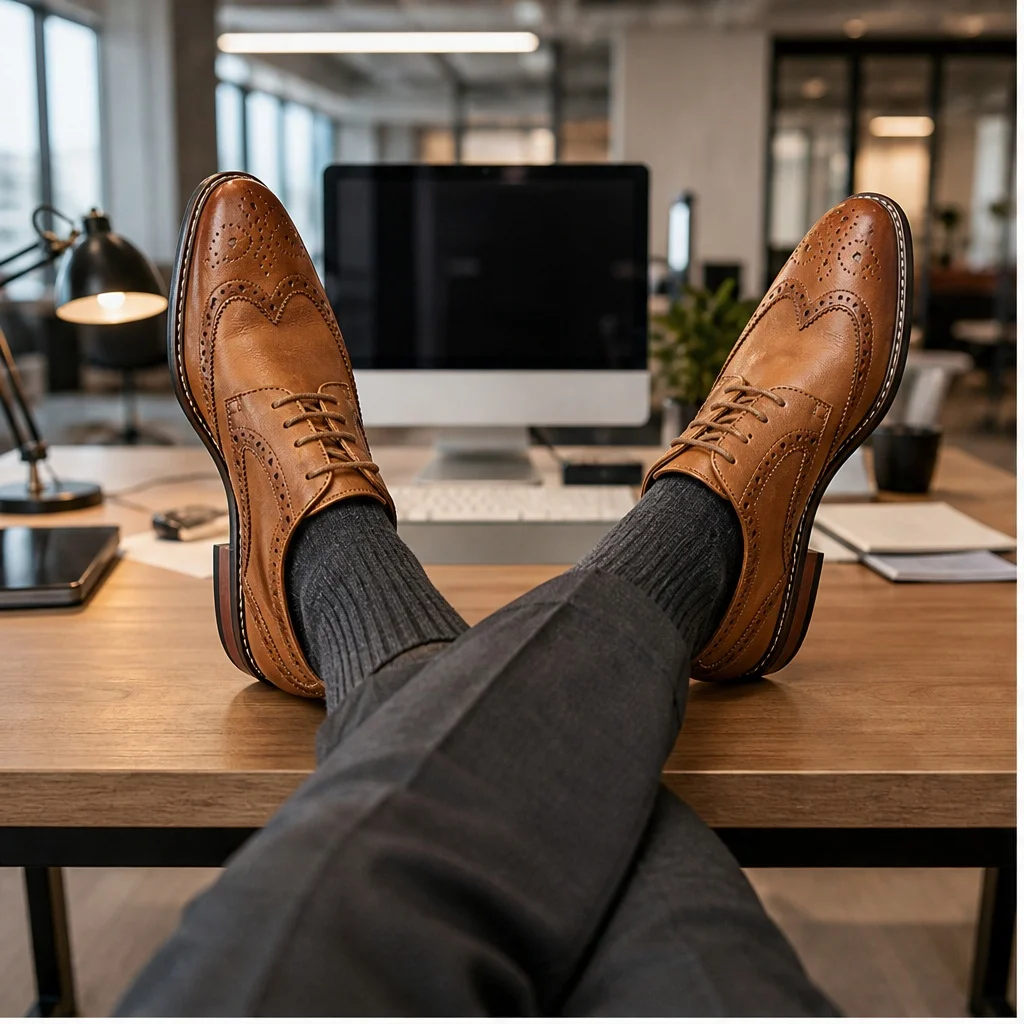 Herren-Anzugschuhe, hellbraune Anzugschuhe für Herren, Business-Herrenschuhe, Business-Büro-Stil, formeller Stil, Anzugsstil – Detail 4