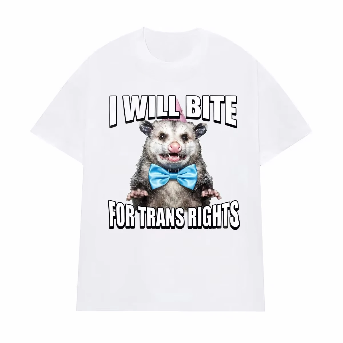 I Will Bite for Trans Rights Funny Opossum Meme Y2k Oversized T-shirt Unisex Fashion Kawaii Summer Men Casual Y2k Summer Clothes