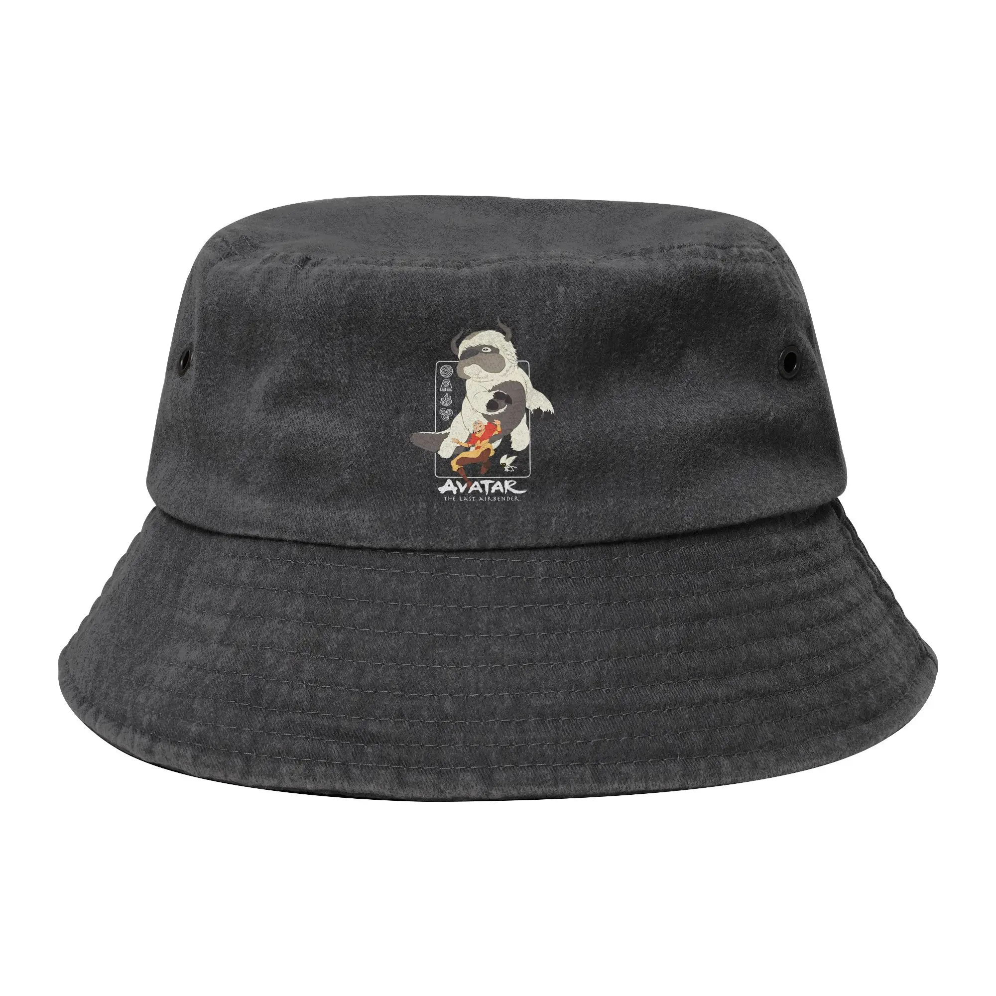 Vocation Avatar The Last Airbender Bucket Hat Unisex Distressed Cotton Hot Sun Hats Aang Appa Momo Bob Fishing Hats