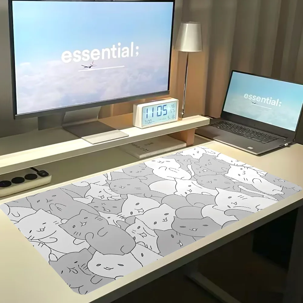 사랑스러운 고양이 패턴 대형 가죽 XXL 귀여운 카와이 만화 마우스패드 미끄럼 방지 컴퓨터 키보드 노트북 패드 식탁 데스크탑 매트