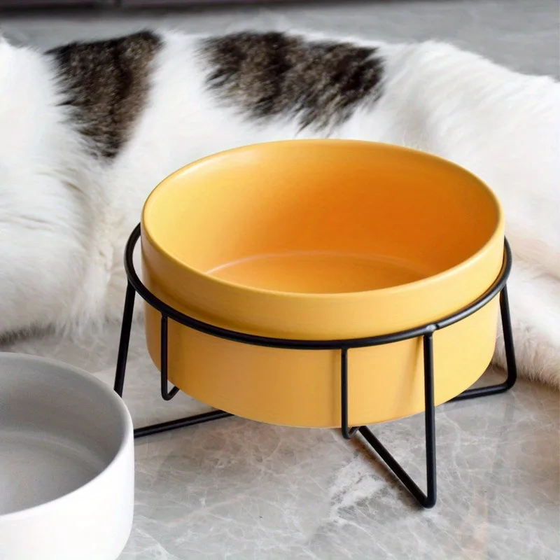 Cat Food Water Bowls with Stand Ceramic Pet Feeding Accessories Cats Small Dogs Eat Drink Supplies Puppy Feeder Ceramic Bowl