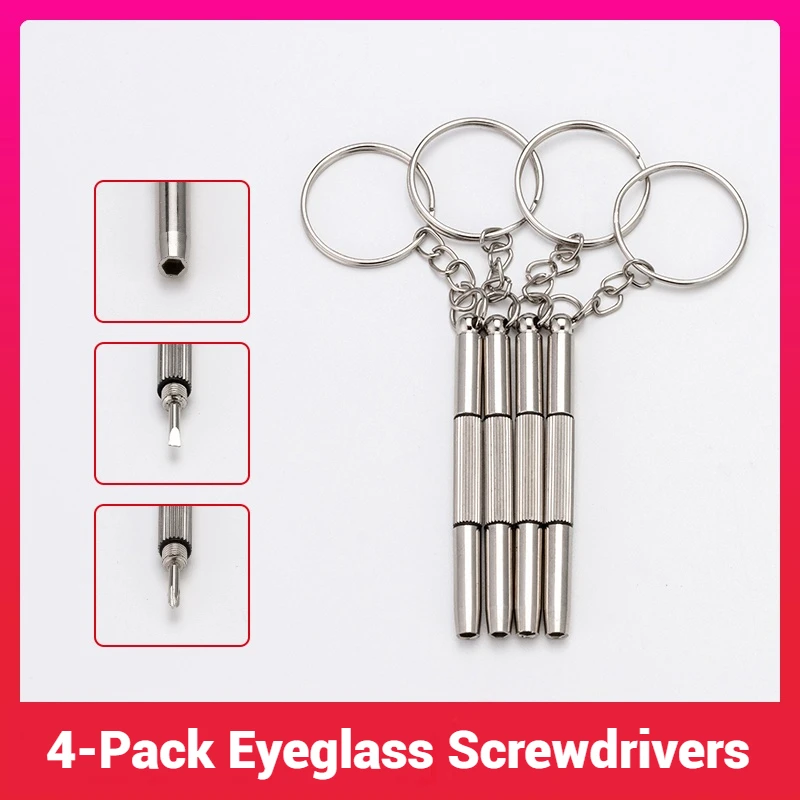 Steel Glasses Screwdriver Eyeglass Screwdriver Watch Repair Kit with Keychain Portable Hand Tools Precision Screwdriver Tools