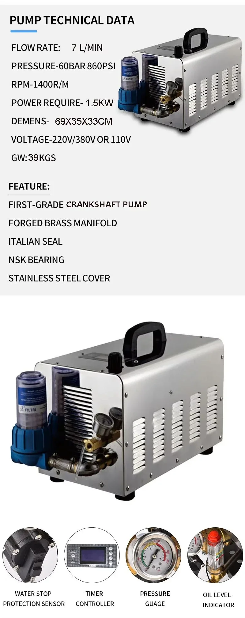 Greenhouse Fog Cooling Atomization System Equipped with Humidity Sensor, Brass Fog Nozzle Mist Spraying Equipment