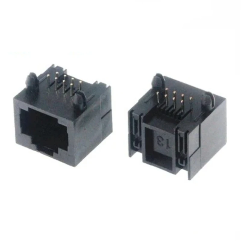 Сетевой разъем RJ45 с кристаллической головкой и гнездовым сиденьем 56-8P8C, полностью пластиковый черный