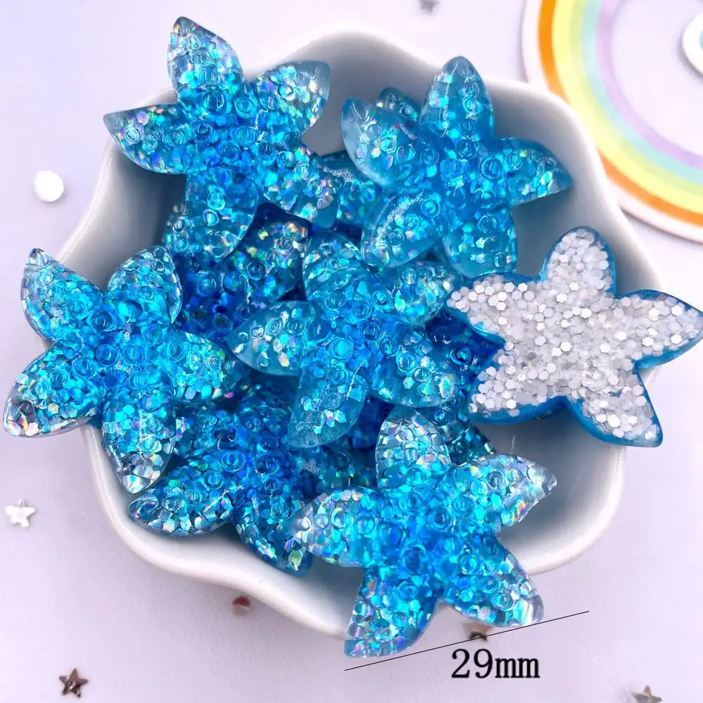 10 sztuk żywica Kawaii kolorowa syrenka rozgwiazda gwiaździsta niebieska seria Flatback Rhinestone figurki z kreskówek księga gości DIY Decor M399