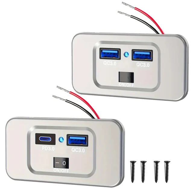 Podwójna ładowarka USB Panel gniazdowy do montażu na ścianie zasilacz QC3.0 PD samochodowe gniazdo szybkiego ładowania dla 12/24V ciężarówka Camper przyczepa kempingowa