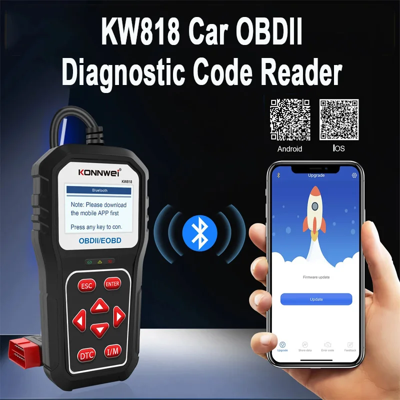 

Автомобильный считыватель кодов KONNWEI KW818 OBD2 EOBD2, автомобильный диагностический инструмент, поддержка бесплатного обновления системы OBD2, Автомобильный сканер