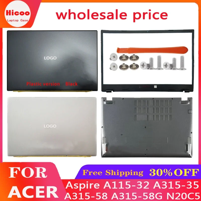 

FOR Acer Aspire A115-32 A315-35 A315-58 A315-58G N20C5 Aksesori Laptop penutup belakang Lcd/Bezel depan/Palmrest/bawah hitam