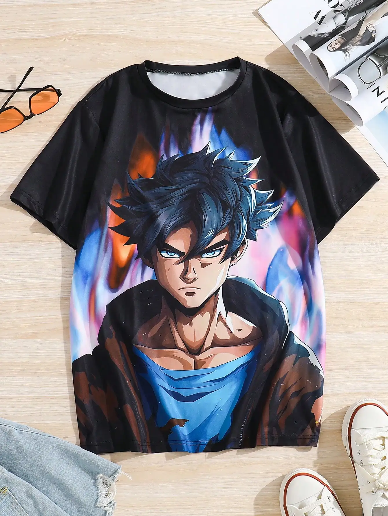 2024 Fashion Tees Boys Fashion Anime T-shirt Pattern Youth Street Clothing