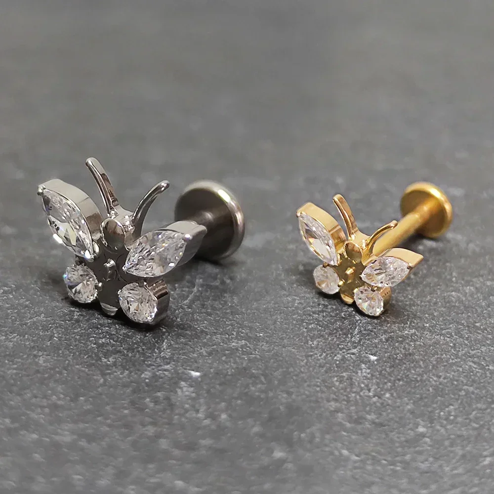 F136 Titanium Septum Piercing Labret Cartilage Helix Zircon Lip  Earrings Tragus Piercing Hinged Segment Body Jewelry Wholesale