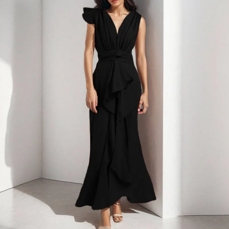 

Women Sleeveless Deep V-neck Long Maxi Dress 2025 Evening Birthday Night Club Party Vestidos Sexy Dresses vestido fiesta mujer