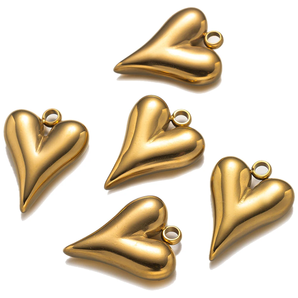 

5pcs Stainless Steel Metal Love Heart Charms Drops Charms Pendants for DIY Necklace Bracelet Earring Jewelry Making Supplies