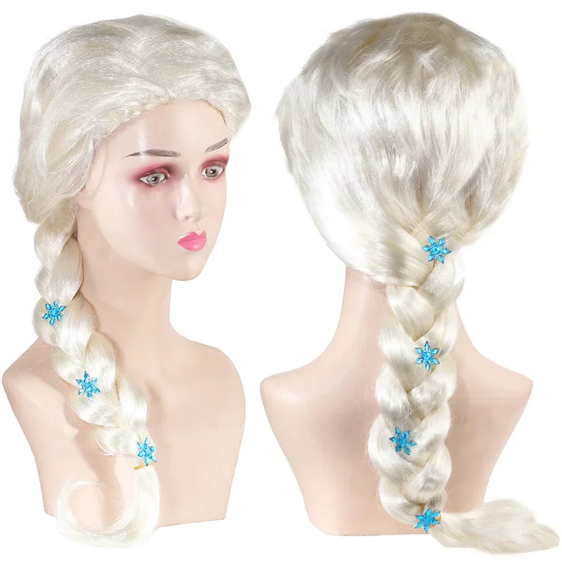 Long Platinum Blonde Synthetic Cosplay Wig - Snow Queen Style with Braid for Halloween & Dress-Up (Elsa Inspired) image 5