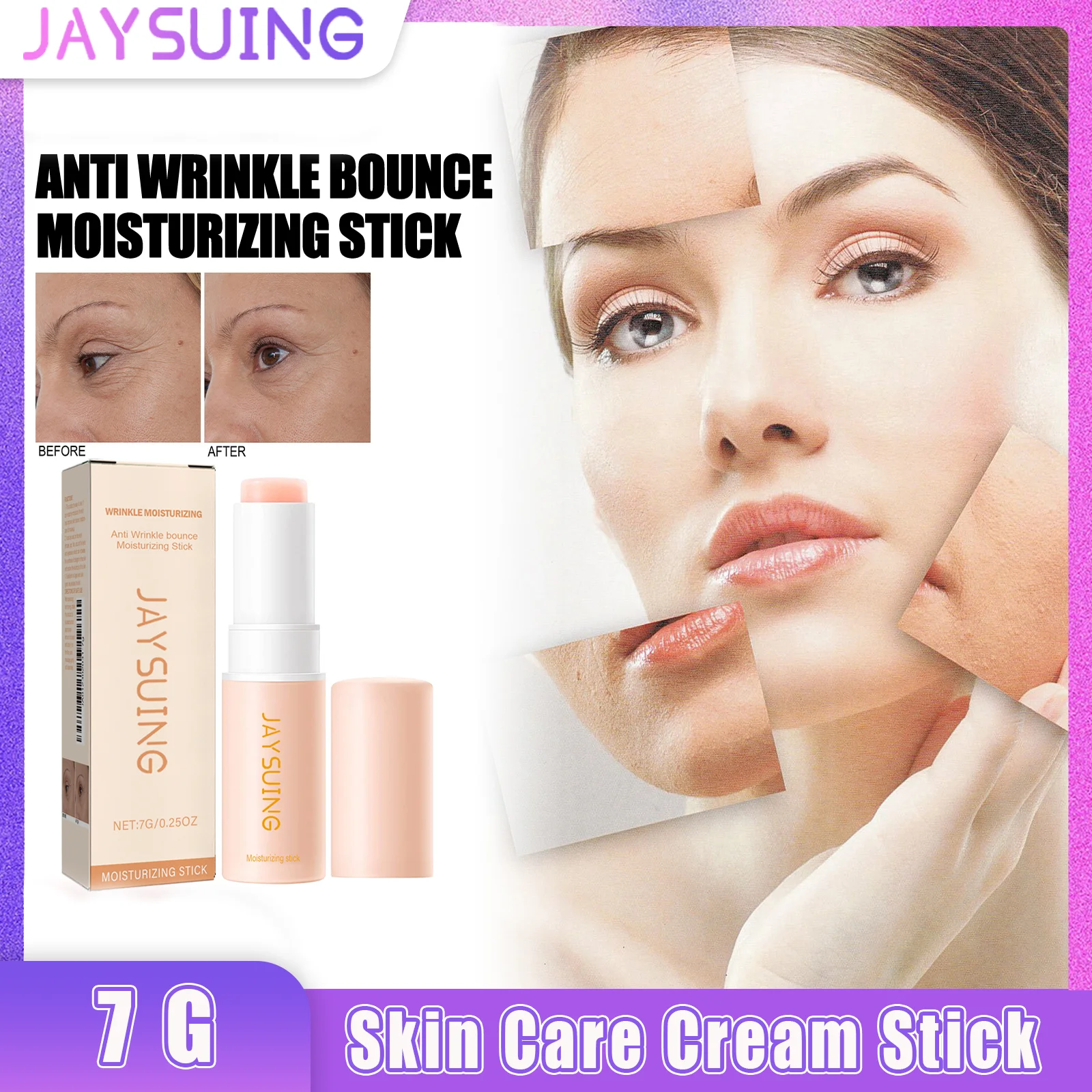 Kollagen-elastischer Stab, straffend, feuchtigkeitsspendend, aufhellend, stumpfe Haut, verblasst Augenringe, Schwellungen, feine Linien, Gesichtspflegecreme