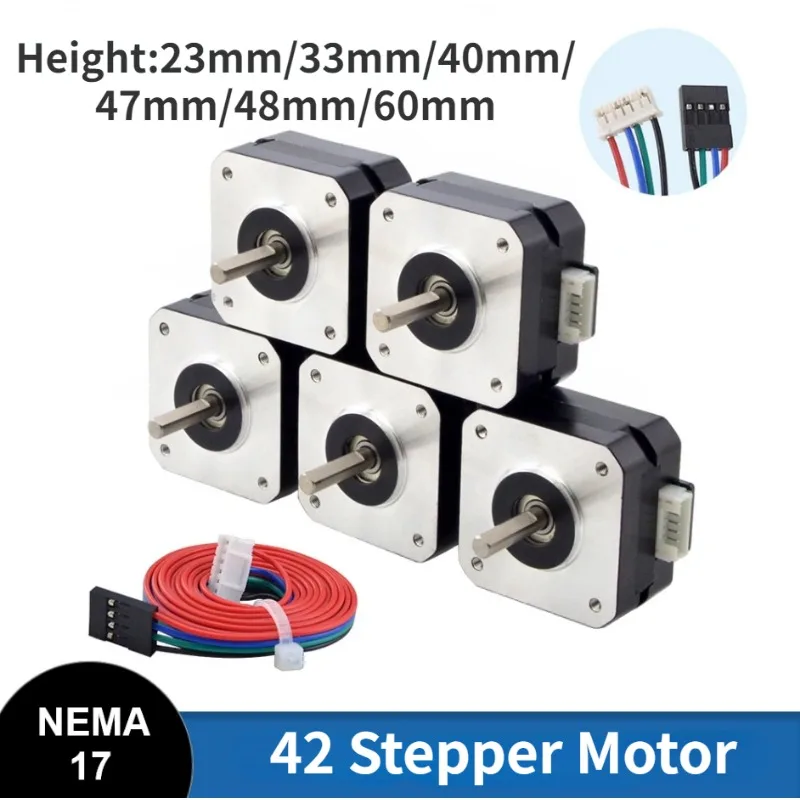 Stepper 42 Motor 23mm 33mm 40mm 47mm 48mm 60mm Height Square Motors 17HS8401 17HS8401S With Cable Black Sliver 3D Printer Parts