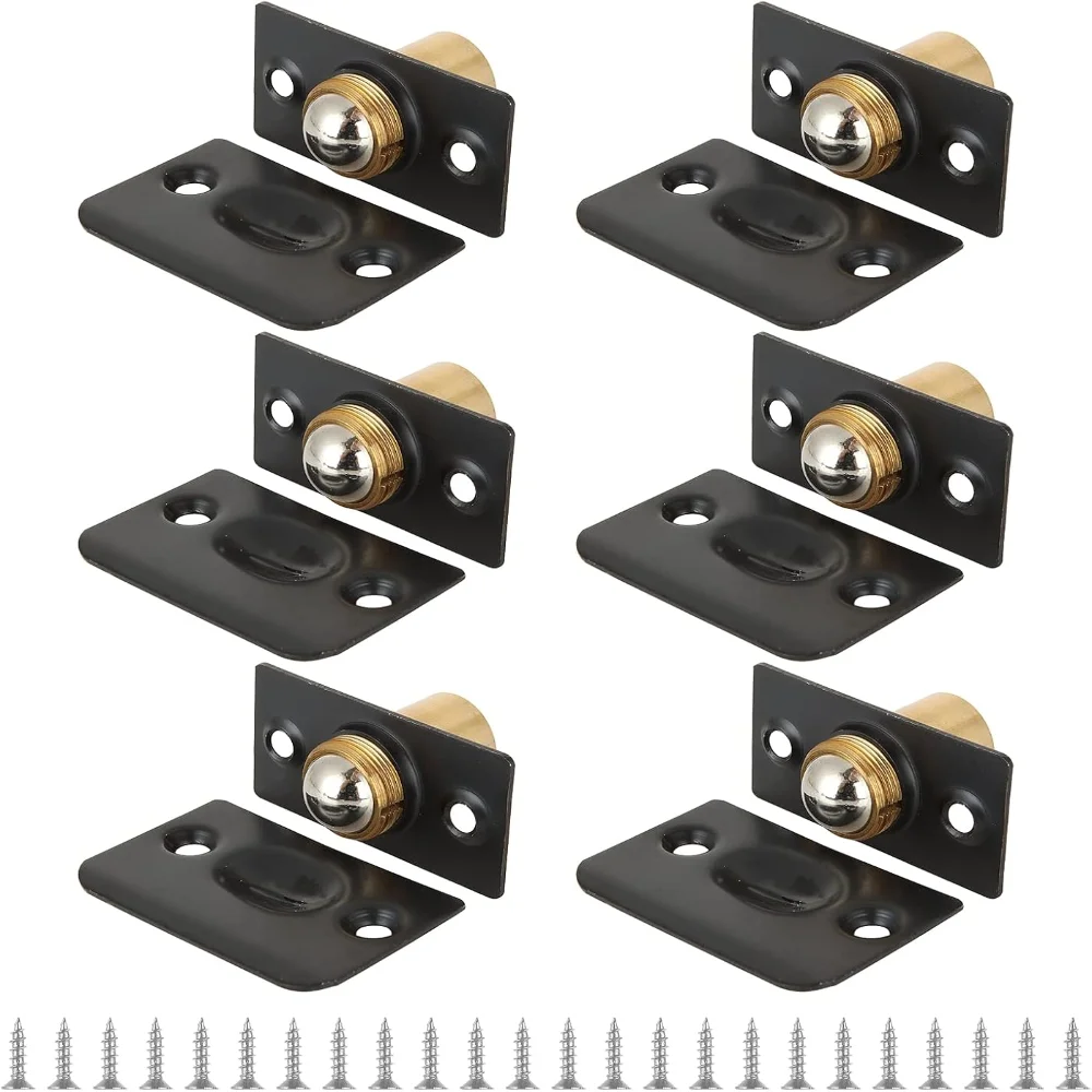 

6PCS Ball Catch Door Hardware, Adjustable Closet Door Ball Catch with Strike Plate, Interior Doors Drive-in Ball Catches Latch