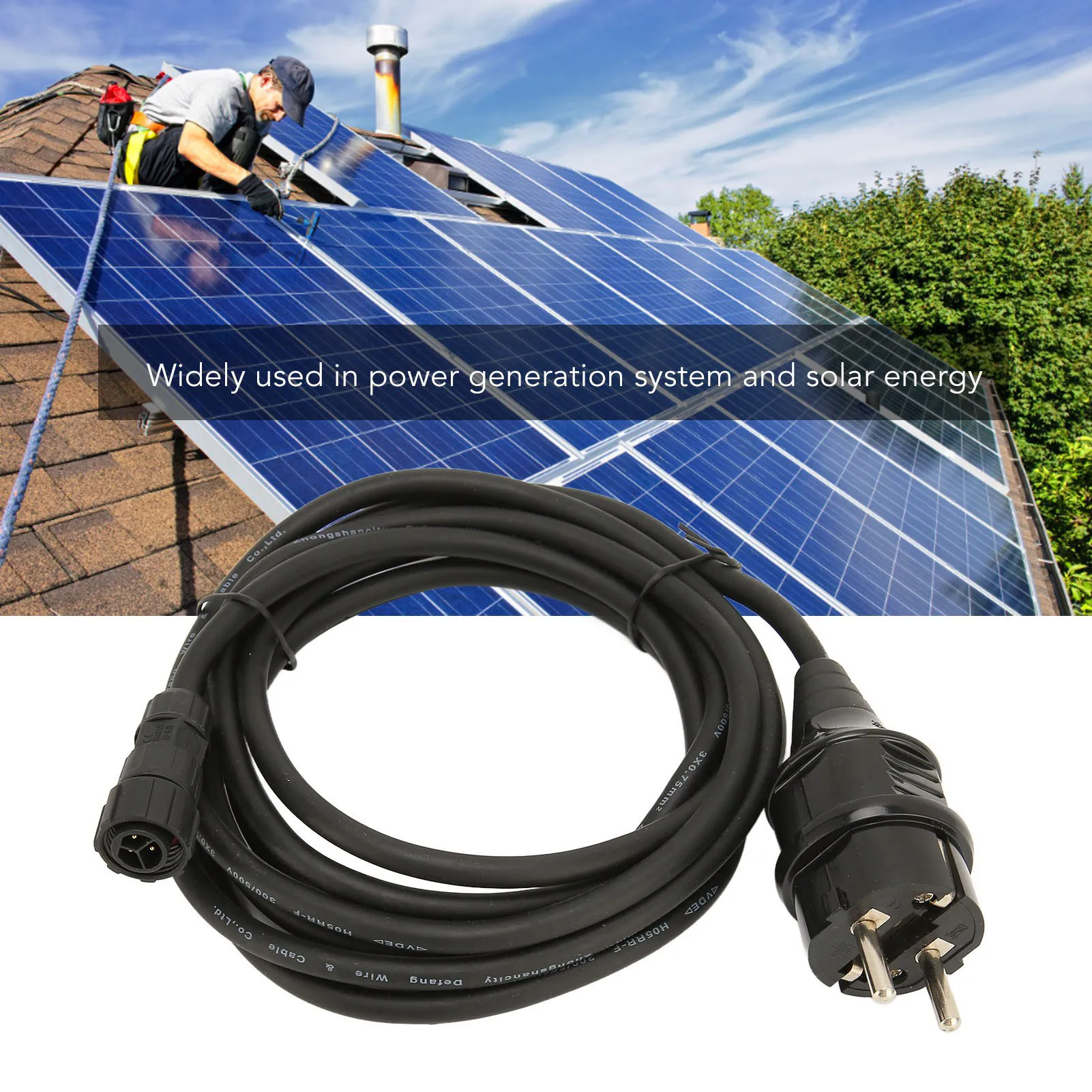 Power Supply Cord Cable 3 Meter Solar Energy Power Generation AC Power Cord for WVC 300 WVC 350 Solar Cable Solar Inverter Cable