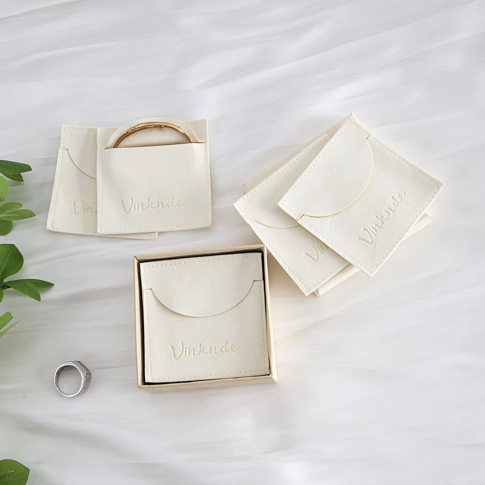 مفصل البيج أكياس المجوهرات الفاخرة 10x10 سنتيمتر شخصية شعار قلادة القرط التعبئة والتغليف ستوكات المغلف الزفاف هدية الحقائب #4