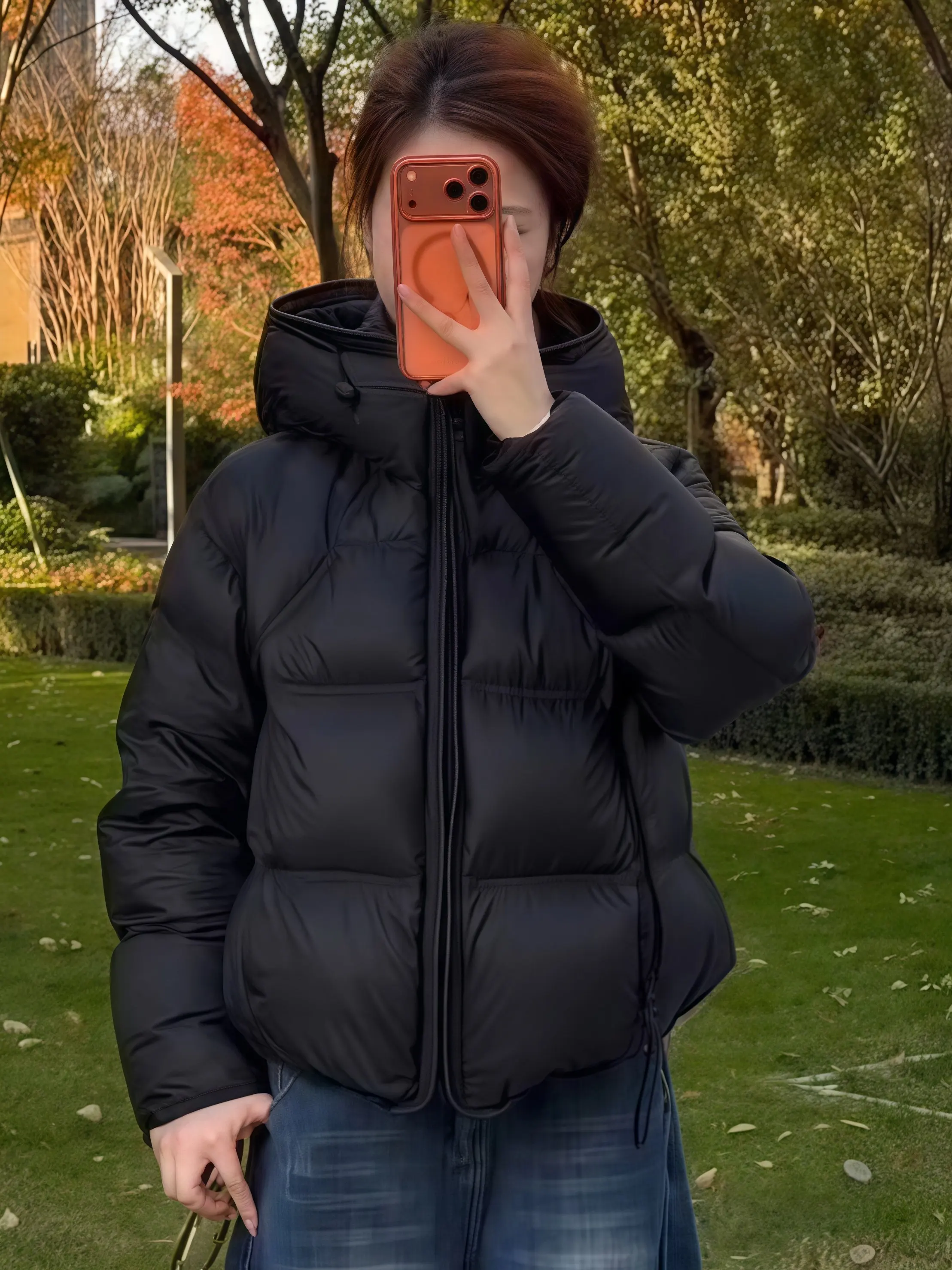 

Korean Style Women's Thickened Warm Short down Jacket White Duck Feather Hooded Coat Casual Versatile Winter Outerwear