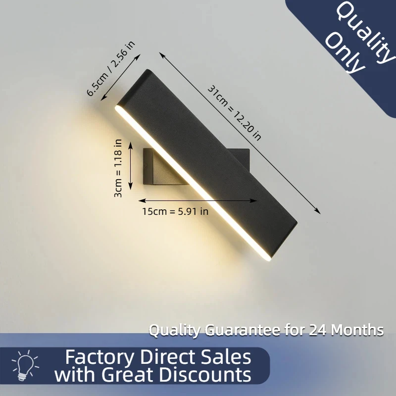 New Rotatable Wall Lamp, Minimalist Nordic Style, Eye-Caring Bedside Light for Bedroom, Wall Sconce for Living Room & Hallway