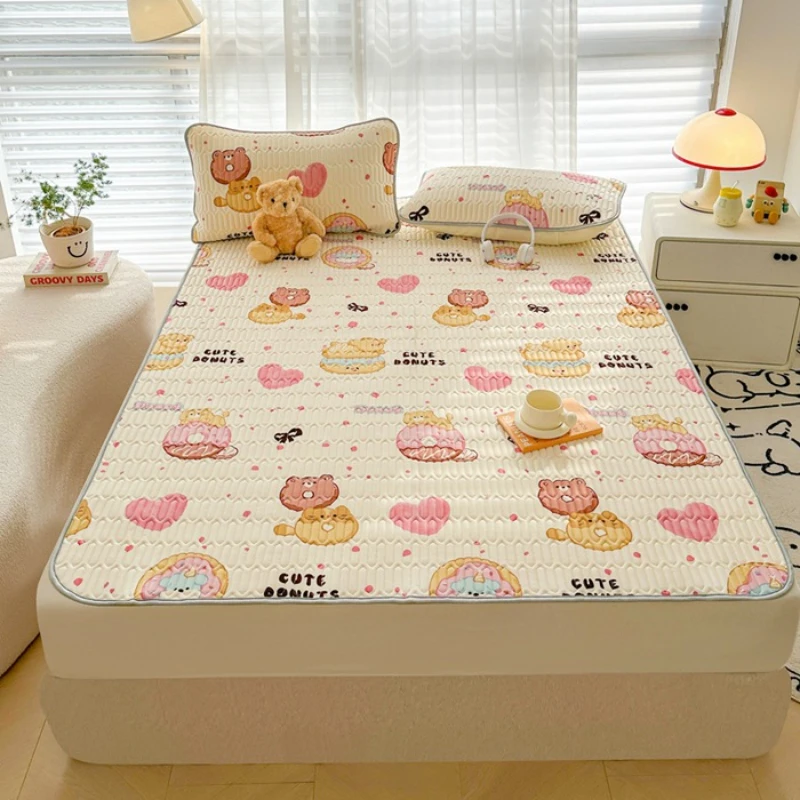 Cartoon Summer Cool Feeling Silk Latex Cool Mat Air-conditioned Mat Student Dormitory Three Piece Set Of Bed Sheets