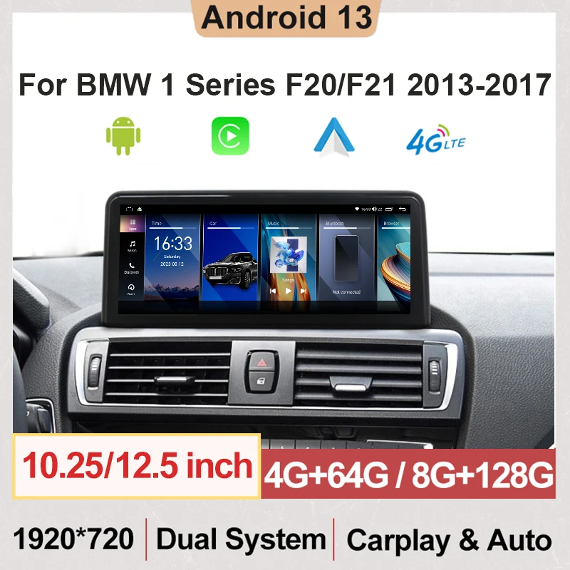 

8 Core Android13 10.25inch For BMW 1Series F20 F21 2013-2017 Car Video Player Multimedia Screen Carplay Auto Radio Stereo GPS 4G