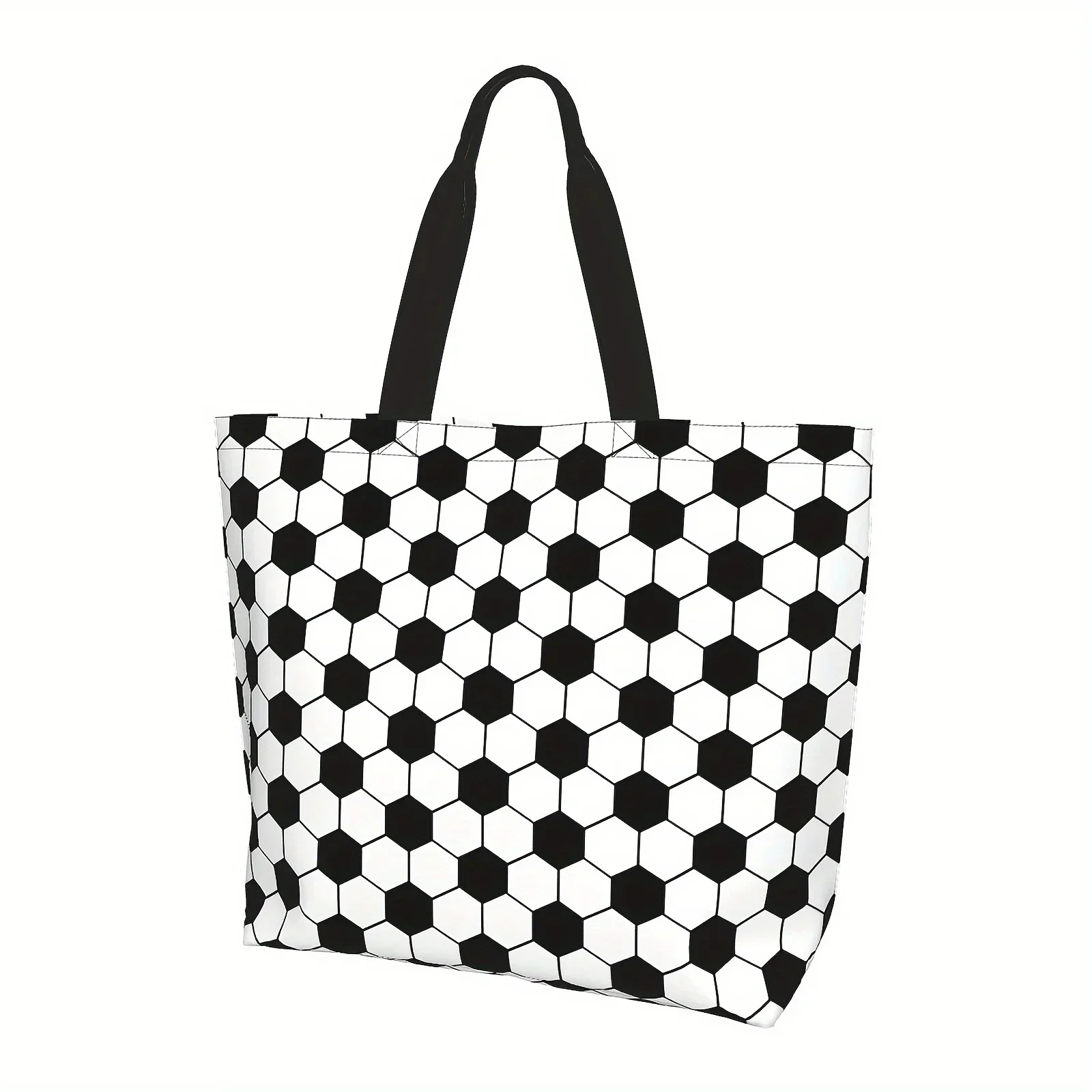 Custom Bag Custom Soccer Pattern Tote Bag, Sporty Polyester Shopping Bag With Durable Handles, Large Capacity Fashionable Carrya