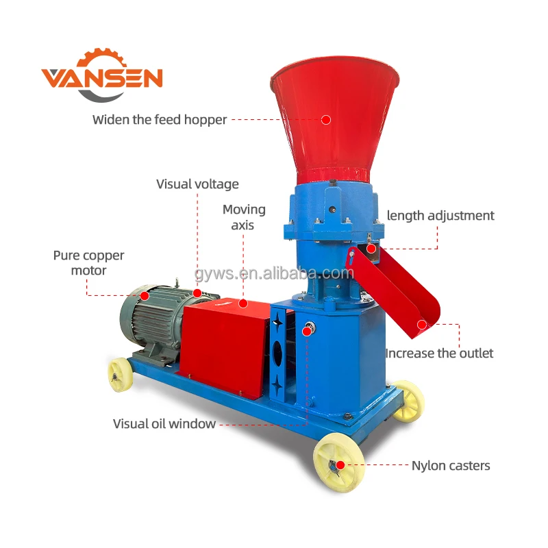 Livestock Poultry Chicken Cattle Goat Animal Food Making Maker Press Pelletizer Granular Feed Pellet Processing Machine For Farm