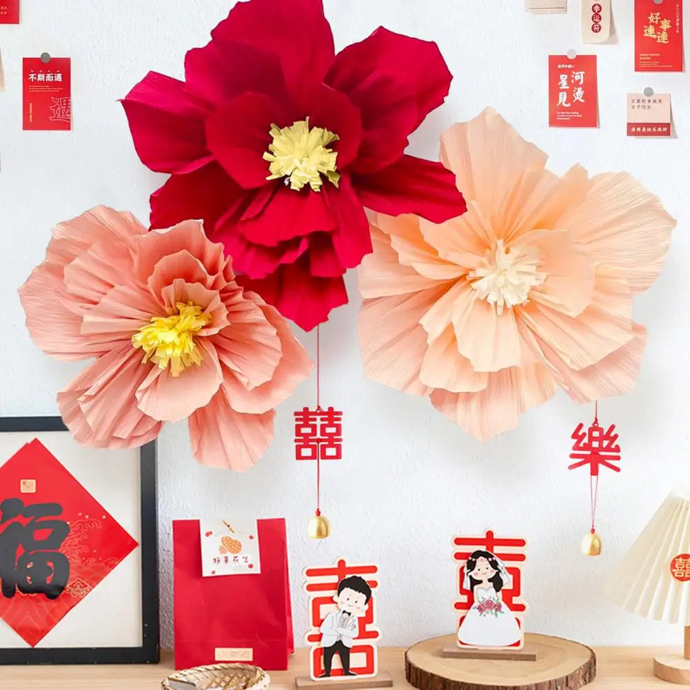 3Pcs Great Artificial Paper Flowers  3D Visual Effects Beautifully Paper Flowers  DIY Artificial Red Paper Flowers