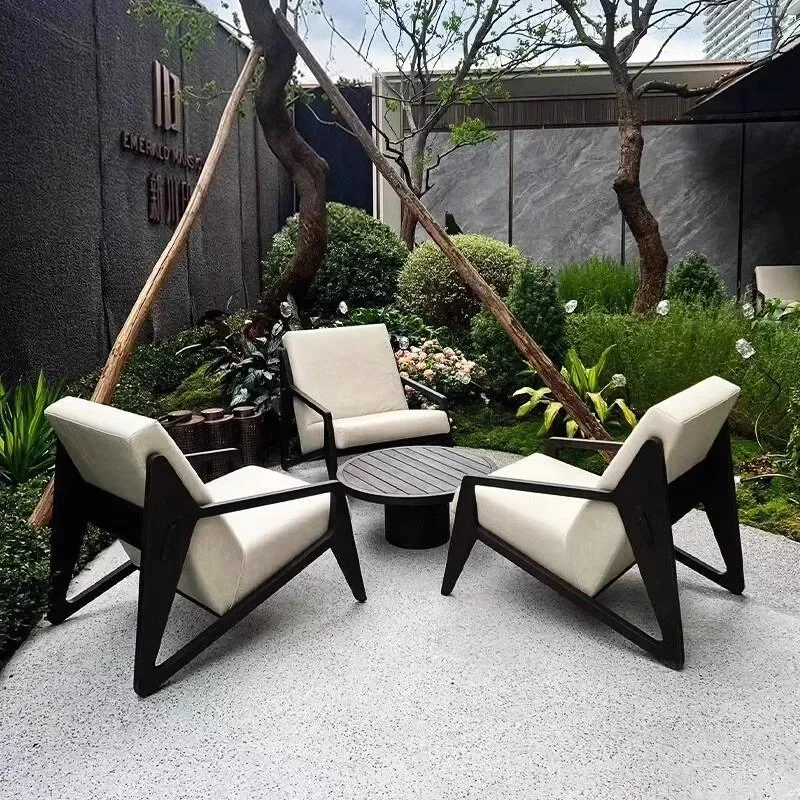 Outdoor Single Sofa Chair Small Coffee Table Combination Three Piece Set for Villa Balcony Hotel Clubhouse Lounge
