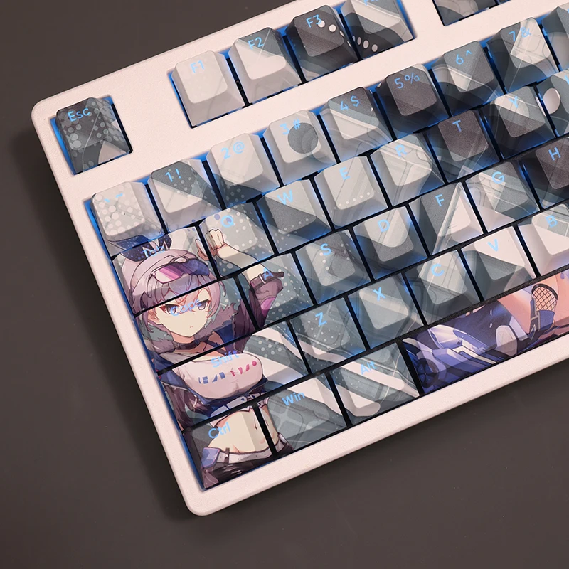 Silver Wolf 108 Keycap Honkai Star Rail PBT DYE Sublimation Light Transmitting Cherry Switch Cross Key Cover Mechanical Keyboard