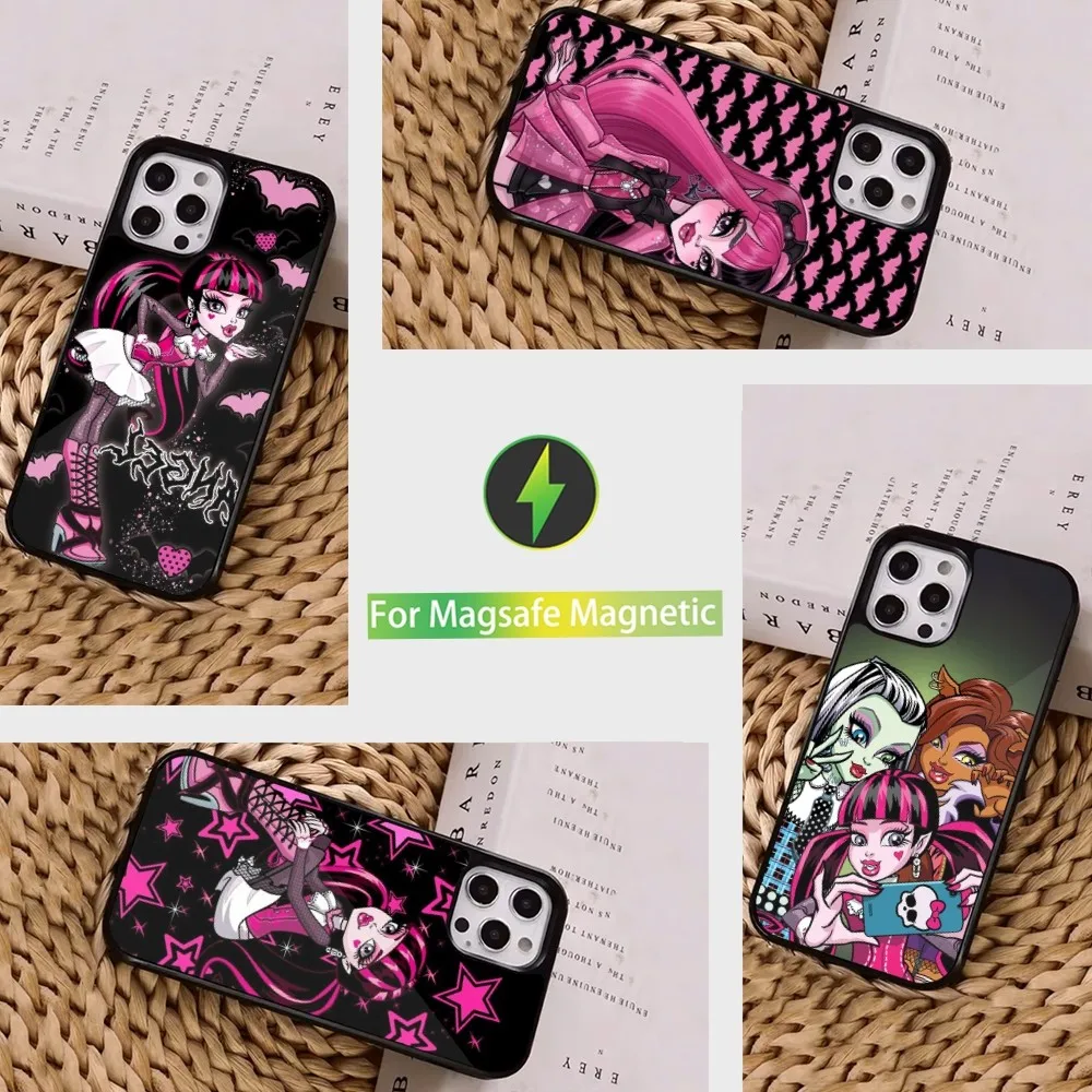 Cartoon M-Monster H-High Phone Case  For iPhone 16,15,14,13,12,11,Pro,Max,Plus,Mini, Magsafe,Magnetic Wireless Charging Case