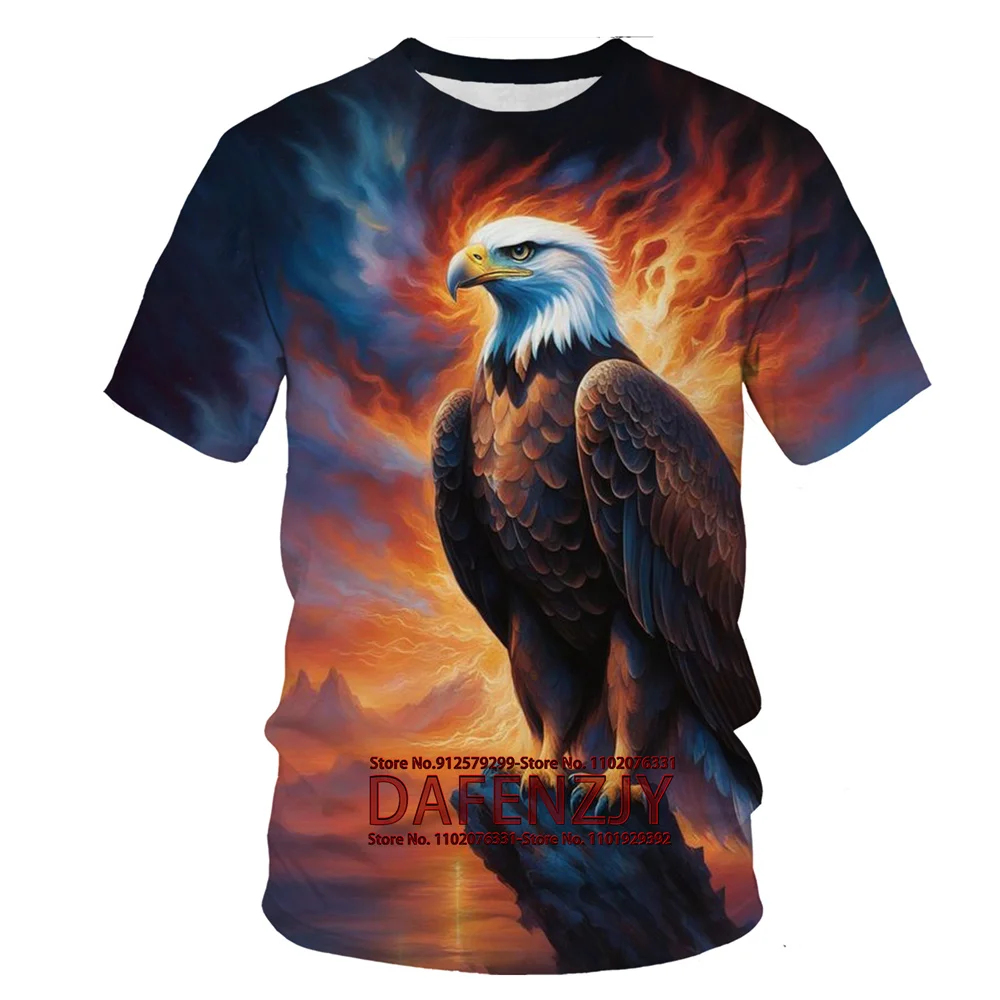 

Men's Animal T-Shirt Print 3D Eagle Print T-shirt Summer Casual Short Sleeve Retro Harajuku Oversized Clothing Tops