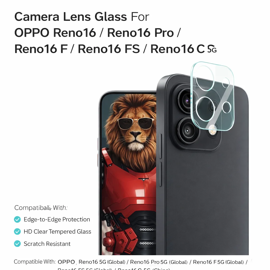 Защитное стекло для камеры OPPO Reno16 / 16 Pro / 16 F / 16 FS / 16C 5G HD, прозрачное, с защитой от отпечатков пальцев, LS0003