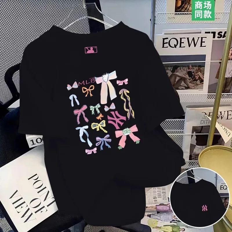 

Модная футболка с короткими рукавами на лето 2026, незаменимый свободный и повседневный топ с половиной рукавов для пар в корейском стиле