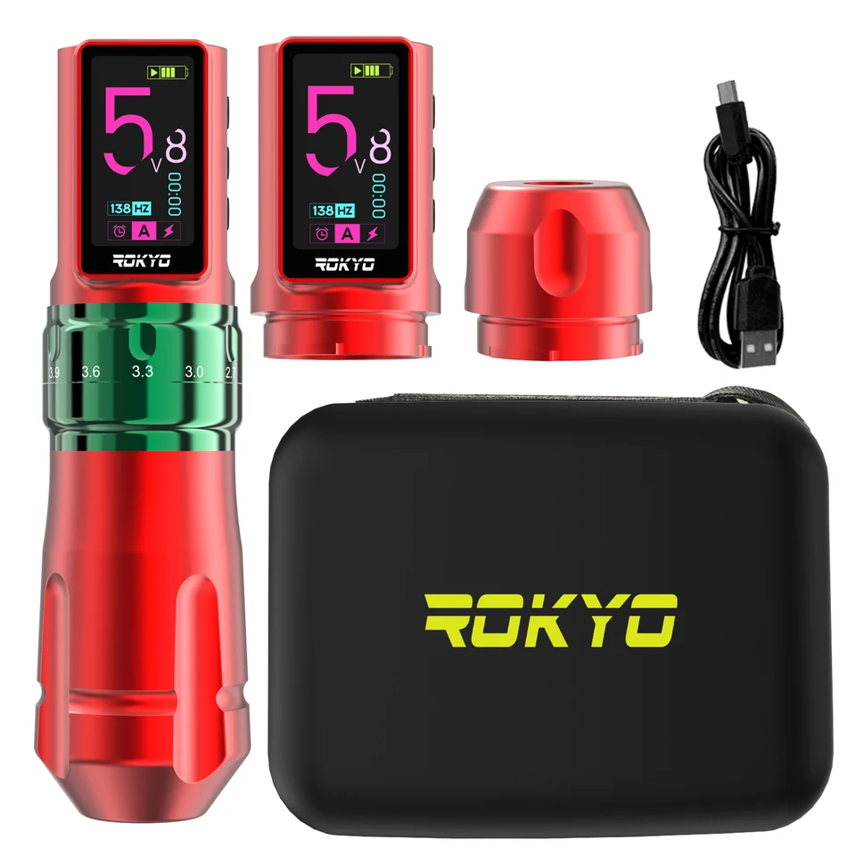 Máquina de tatuaje inalámbrica con trazo ajustable 2.4-4.2mm, batería recargable 2000mAh para suministros profesionales PMU 6
