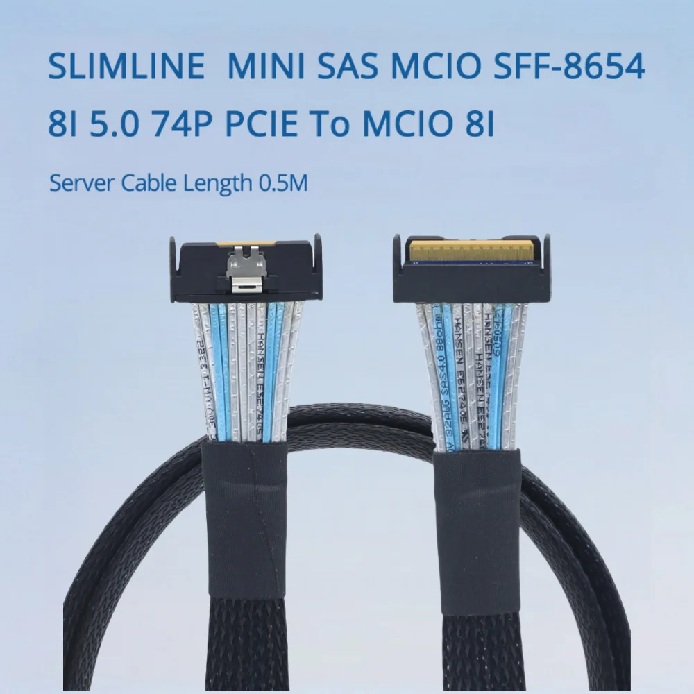 

SLIMLINE MINI SAS MCIO SFF-8654 8I 5,0 74P PCIE к MCIO 8I Серверный кабель Длина 0,5 м