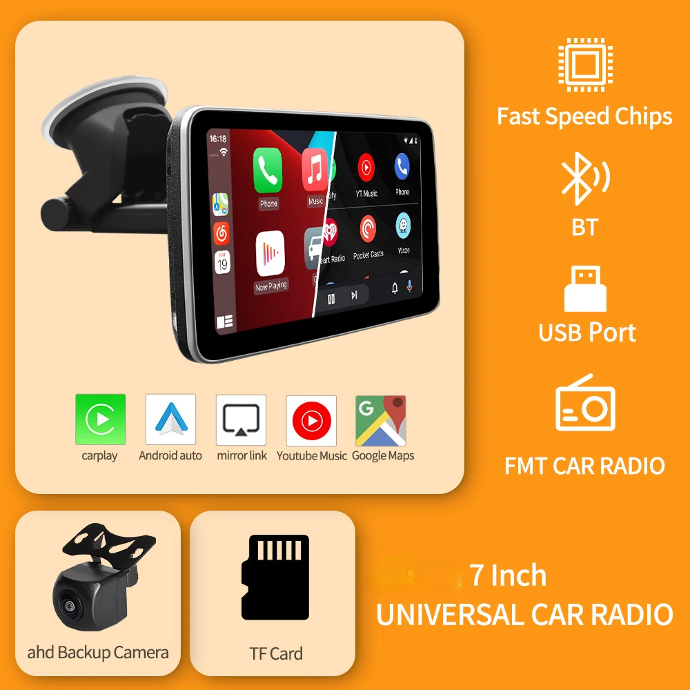 

7 Inch Car Radio Multimedia Video Player Touch Screen Wireless Carplay Android Auto Tablet Stereo Bluetooth Car GPS Navigation