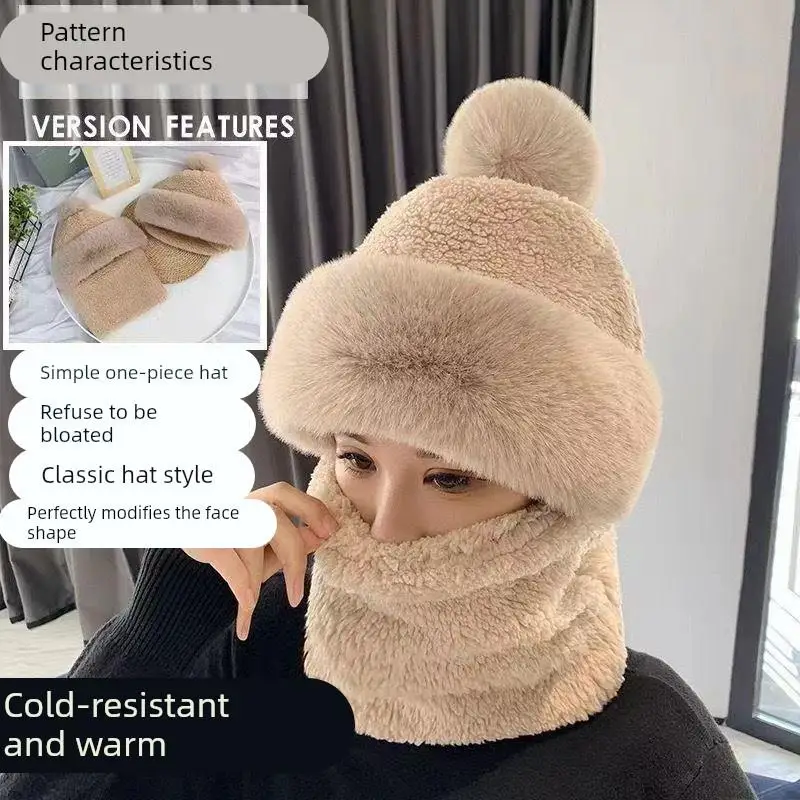 

Women's Winter Fleece Lined Thickened Cycling Windproof Coldproof Neck Warmer Mask Warm Ear Protection Hat