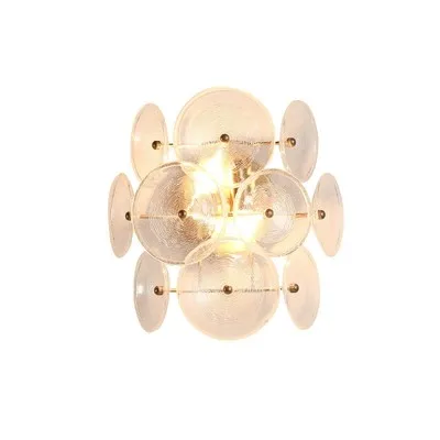 Creative Matte Metal Golden Base with LED Bubble Water Pattern Glass Round Shade Wall Sconce Bedside Lamp