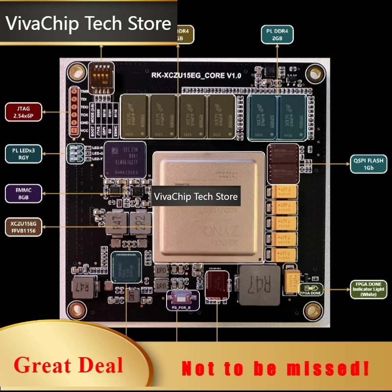 VivaChip TechRK-XC2U15EG MPSOC Development Board XCZU15EG Development Board, Core Board XILINX FPGA FMC HPC