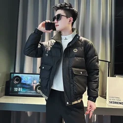 Solid Color Men's Quilted Padded Coats Winter Stand Collar Male Jackets Short Y2k Luxury Padding On Offer Harajuku High Quality