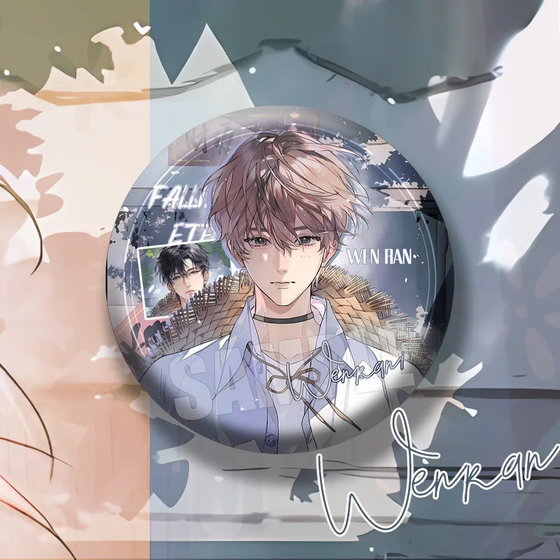 Novel Falling Into The Polar Night Anime Badges 58mm Double Flash Laser Wen Ran Gu Yunchi Brooch Pin Boy Love Cosplay Fans Gift