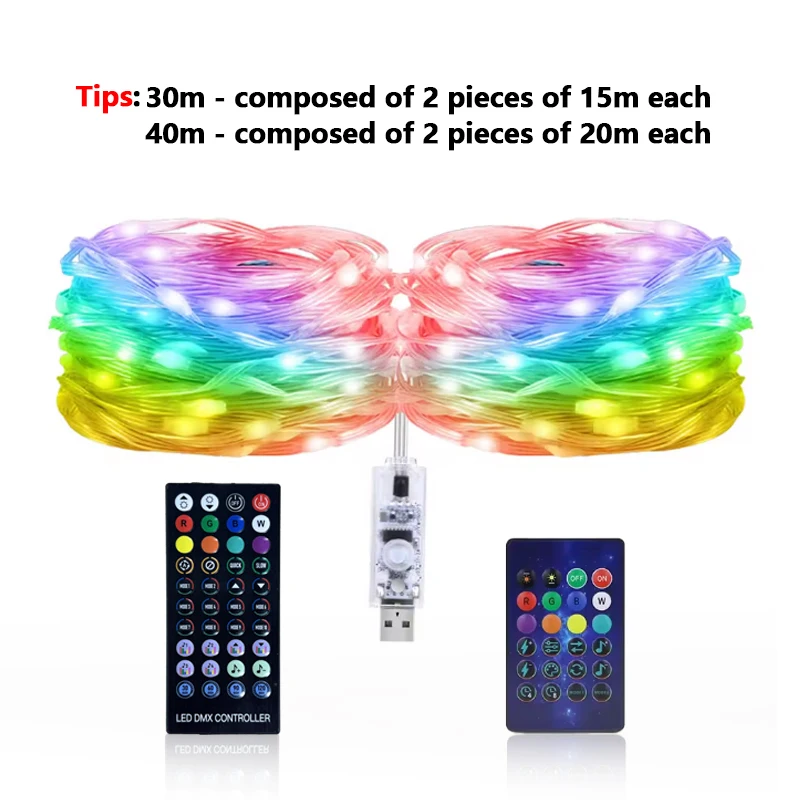 40 メートル iDeal LED アプリインテリジェント制御 LED おとぎ話ライト 5V RGB IC 防水ライトストリングクリスマスパーティーデコラに適した