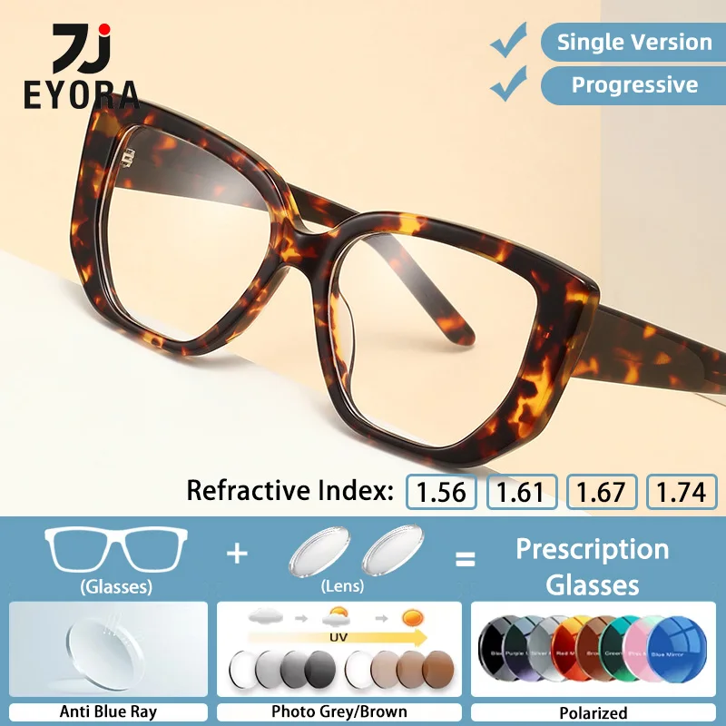 

EYORA Vintage Butterfly-framed Acetate Reading Glasses Myopia Eyewear Hyperopia Anti Blue Ray Progressive Photochromic Eyewear
