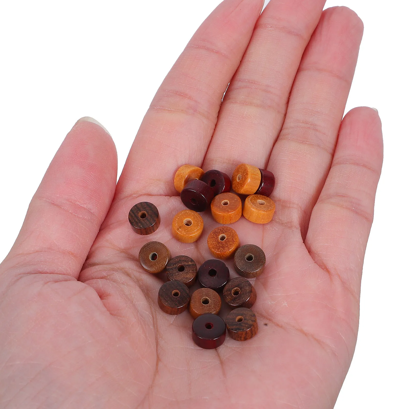 

100Pcs Round Sandalwood Beads Natural Wooden Spacer Large Hole Beads for Jewelry Making DIY Bracelets Necklace Crafts