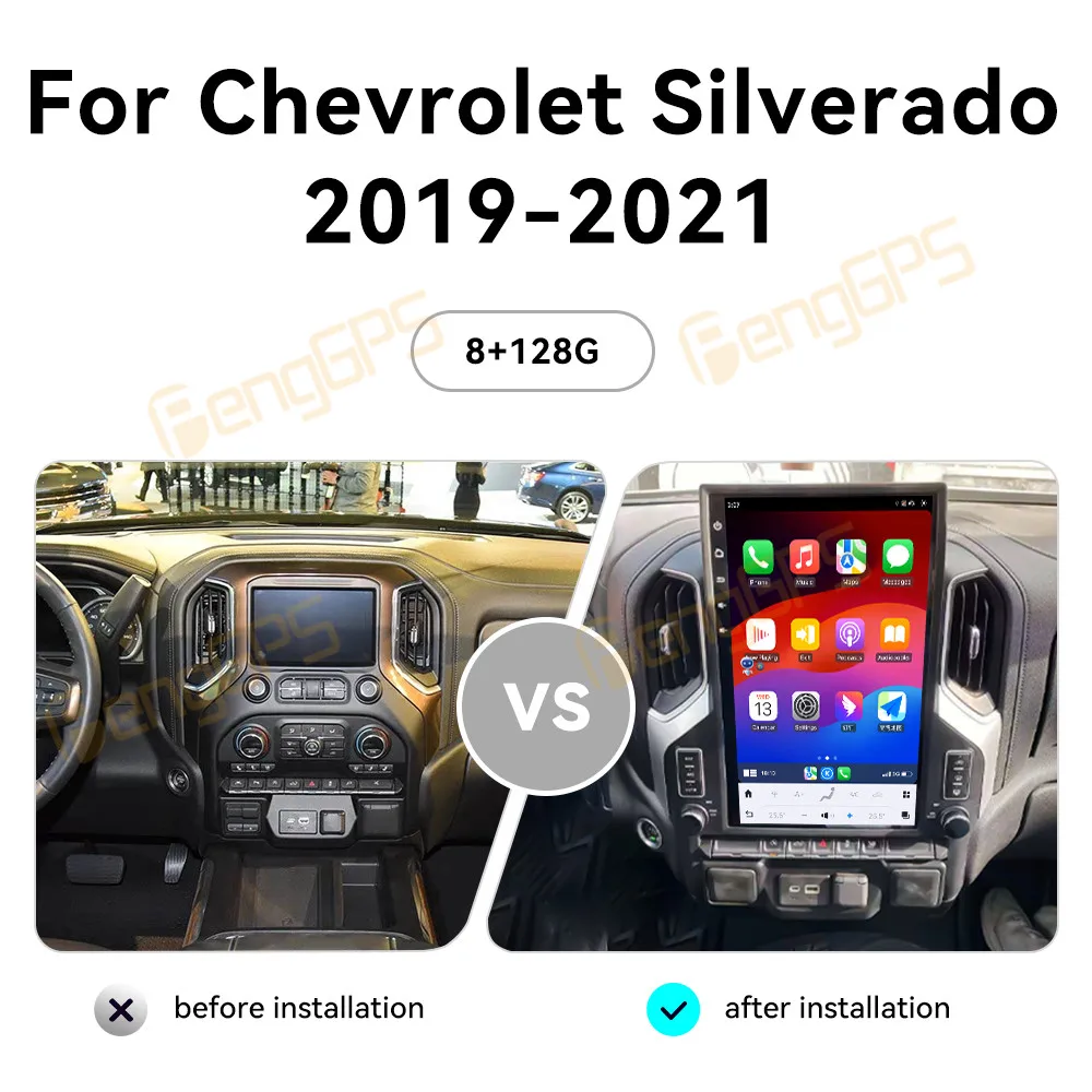 17 Inch Android 13 CarPlay Car Radio For Chevrolet Silverado 2019-2021 Touch Screen Multimedia Player GPS Navigation Head Unit